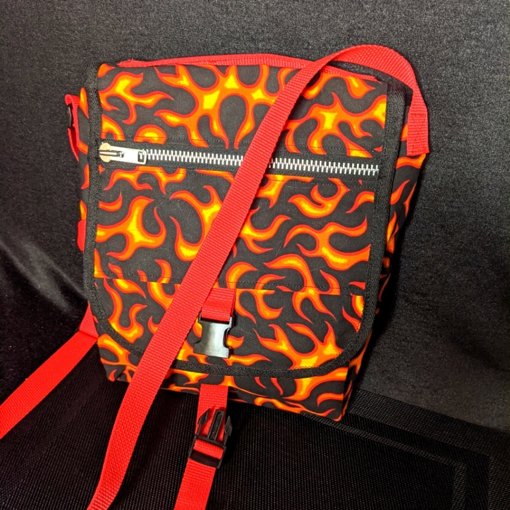 Flaming Cross Body Bag Hand Made in Canvas and water resistant